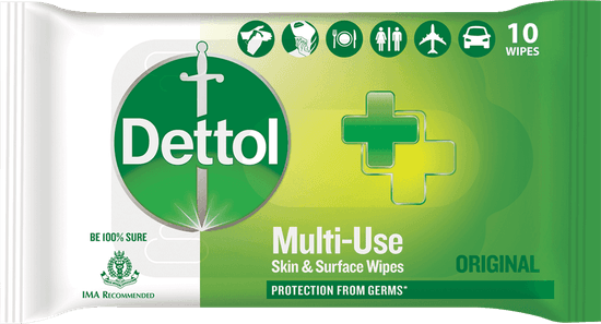 Dettol Multi-Use Skin & Surface Wipes Original 10 wipes