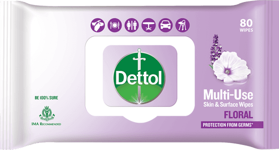 Dettol Multi-Use Skin & Surface Wipes Floral